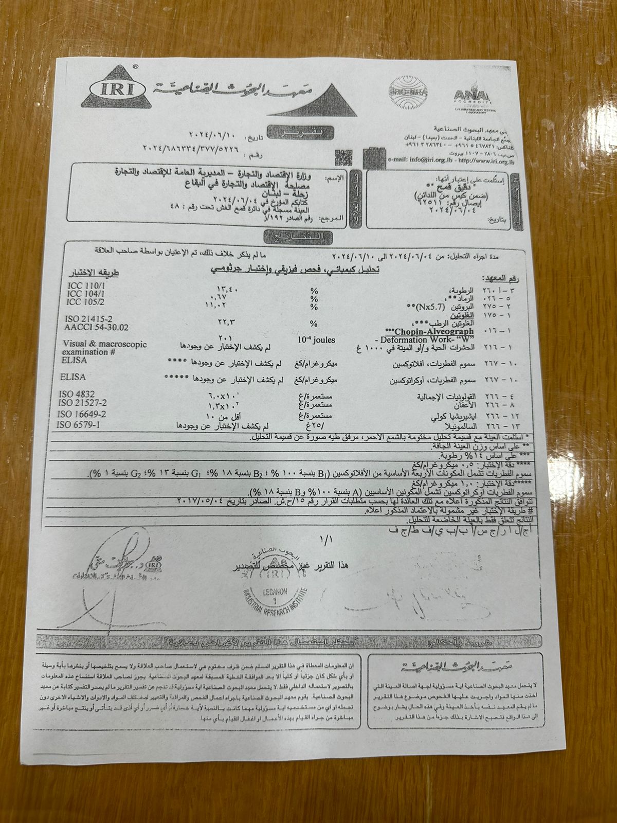إليكم نتائج فحوصات العينة الثانية لـ "wooden bakery"